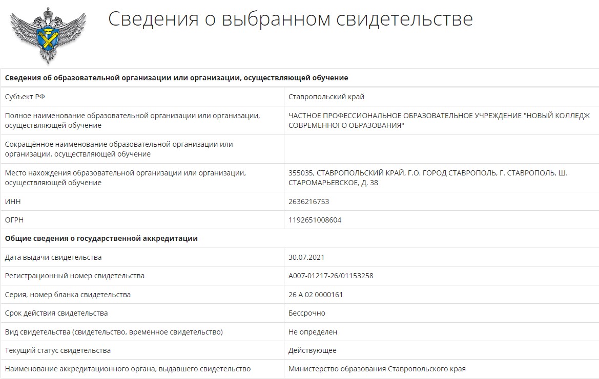 лицензии и аккредитации